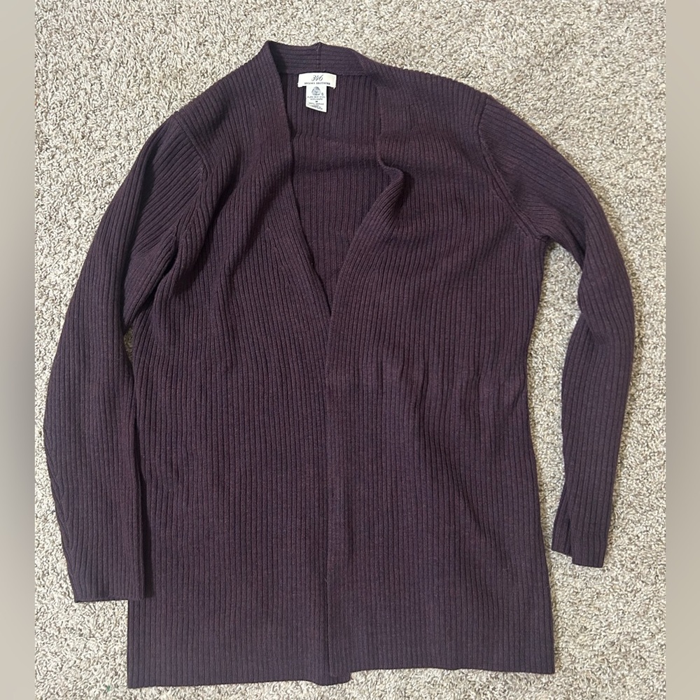Brooks Brothers 346 Pure Wool Merino Hong Kong Purple Knit Open Cardigan Medium